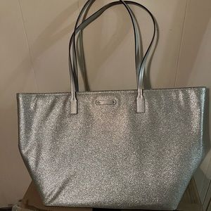 Silver glitter large Kate spade tote